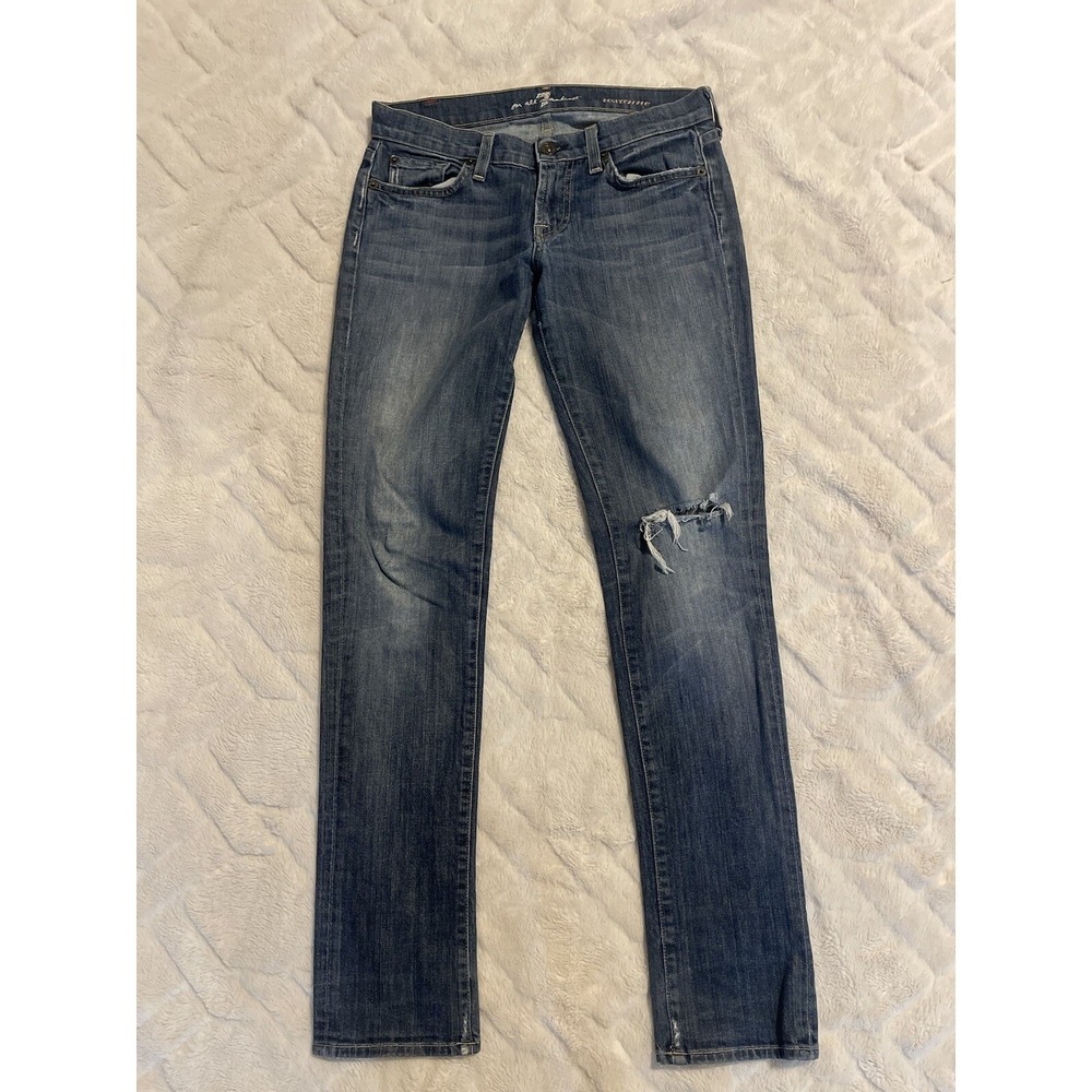 7 For All Mankind Womens Jeans Skinny Roxanne Size 26 Low Rise Denim